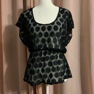 Black Polka Dot Mesh Top